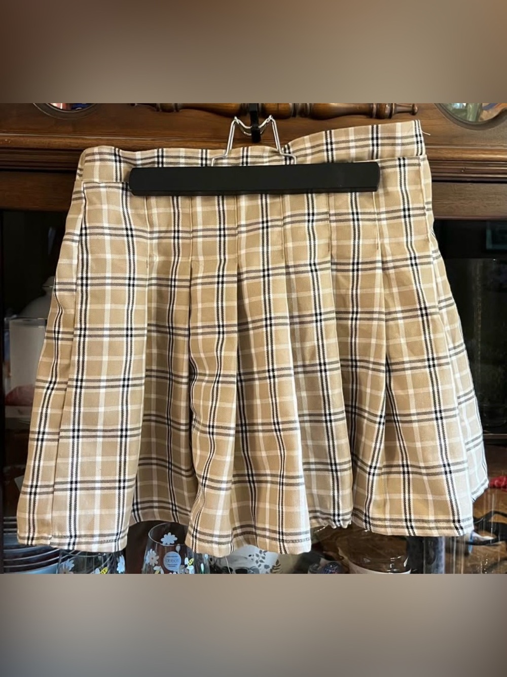 Urban Planet Beige Plaid Pleated Skirt